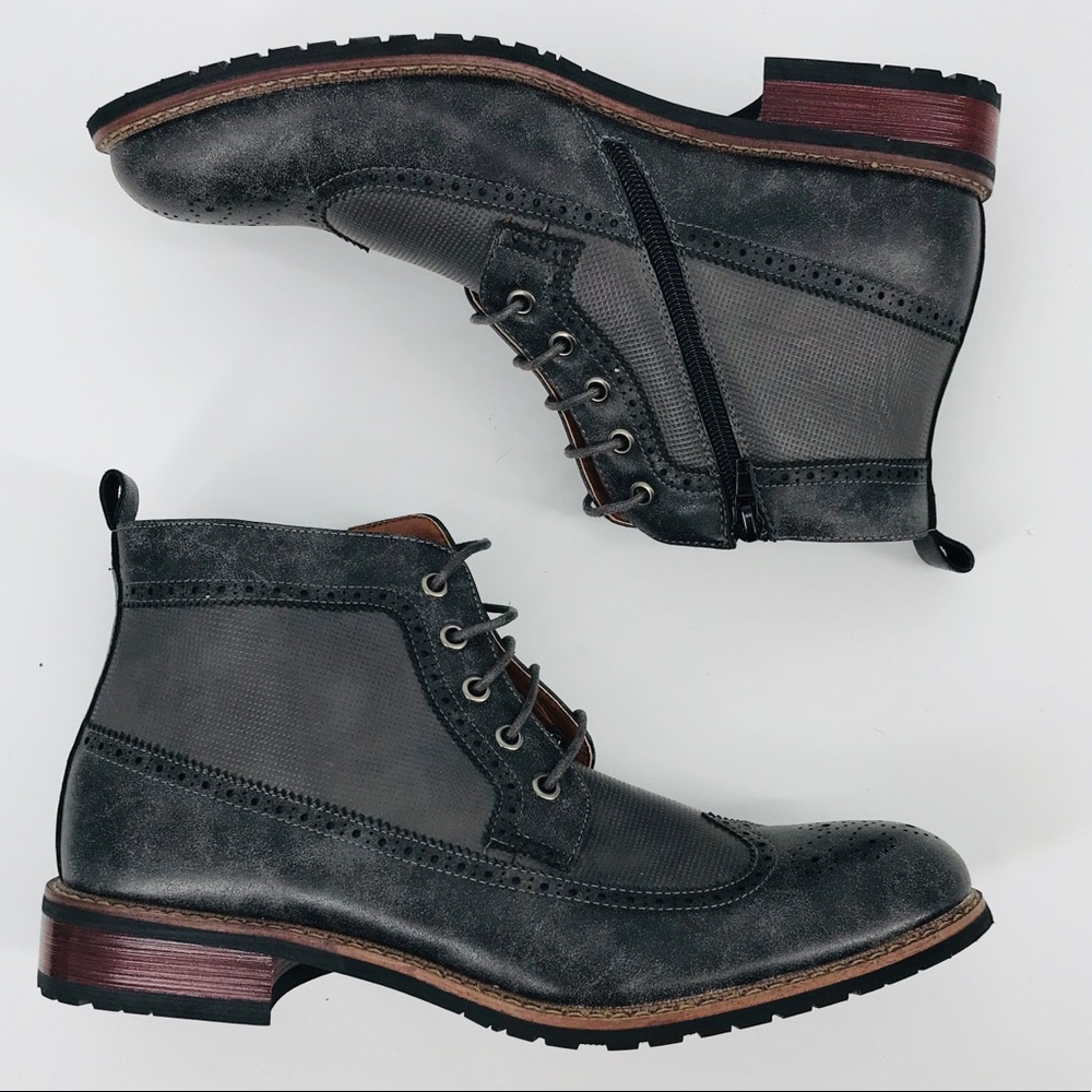 Men's Gray Leather Boots